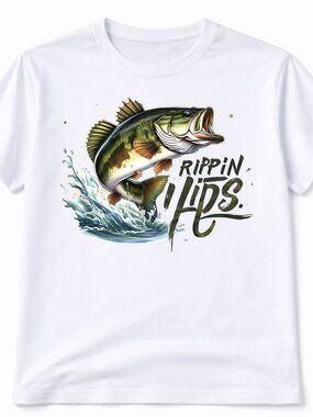 Fishing Rippin Lips Graphic T Shirt Trendy Boutique Style Tee Mens Gifts White